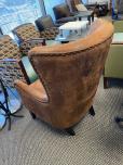 Used Lobby Chair - Brown Aged Leather With Buttons - ITEM #:165034 - Img 3 of 3