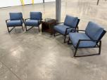 Used Reception Furniture - Blue Chairs With Table - ITEM #:165040 - Img 1 of 5
