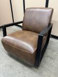 Used Brown Leather Swivel Reception Chair - ITEM #:165041 - Img 1 of 3