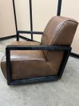 Used Brown Leather Swivel Reception Chair - ITEM #:165041 - Img 2 of 3