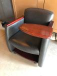 High Point Furniture 1737 Genesis Team Chair, Black Vinyl with Mahogany Finish & Tablet Arm - ITEM #:165042 - Img 3 of 3