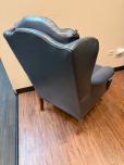 Traditional Blue Leather Tufted Wingback Armchair - ITEM #:165044 - Img 6 of 6