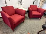 Red Upholstered Lounge Armchair with Wood Legs - ITEM #:165048 - Img 1 of 3