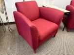 Red Upholstered Lounge Armchair with Wood Legs - ITEM #:165048 - Img 2 of 3