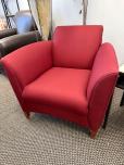 Red Upholstered Lounge Armchair with Wood Legs - ITEM #:165048 - Img 3 of 3