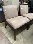 Used Lobby Chair - Tan Fabric - Mahogany Frame - ITEM #:170003 - Img 3 of 4