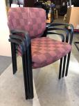 Used Side chairs with reddish colored checkered fabric 