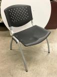 Used Stacking Chairs With Black Seat And Back - Silver Legs - ITEM #:175060 - Thumbnail image 1 of 3