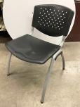 Used Stacking Chairs With Black Seat And Back - Silver Legs - ITEM #:175060 - Thumbnail image 2 of 3