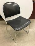 Used Stacking Chairs With Black Plastic Seat And Chrome Frame - ITEM #:175061 - Thumbnail image 1 of 3
