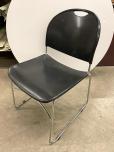 Used Stacking Chairs With Black Plastic Seat And Chrome Frame - ITEM #:175061 - Thumbnail image 2 of 3