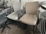Used Used Stacking Chairs - Patterned Fabric - Black Frame 