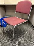 Used Stacking Chair - Red Fabric - Chrome Frame - ITEM #:175075 - Img 2 of 4