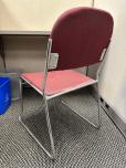 Used Stacking Chair - Red Fabric - Chrome Frame - ITEM #:175075 - Img 3 of 4