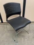 Used Stacking Chairs - Black Plastic Seat - Chrome - ITEM #:175076 - Img 1 of 3