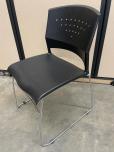 Used Stacking Chairs - Black Plastic Seat - Chrome - ITEM #:175076 - Img 2 of 3