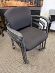 Black Fabric Stacking Guest Chair with Arms and Casters - ITEM #:175081 - Img 1 of 7