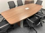 Used Conference Table - Boat Shape - Walnut 8FT - ITEM #:195096 - Img 2 of 3