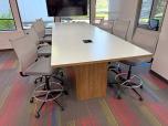 12' White Laminate Conference Table with Oak Trim and Power - ITEM #:195111 - Img 1 of 10