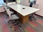 12' White Laminate Conference Table with Oak Trim and Power - ITEM #:195111 - Img 2 of 10
