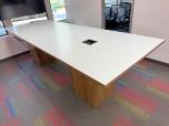 12' White Laminate Conference Table with Oak Trim and Power - ITEM #:195111 - Img 3 of 10