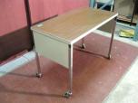 Used Rolling Table - Mahogany Laminate - Putty Base - ITEM #:200021 - Img 1 of 3
