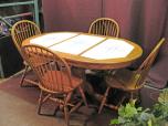 Oval Pedestal Dining Table with Tile Inlay and 4 Windsor Chairs - ITEM #:200046 - Img 1 of 5