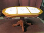 Oval Pedestal Dining Table with Tile Inlay and 4 Windsor Chairs - ITEM #:200046 - Img 2 of 5