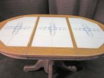Oval Pedestal Dining Table with Tile Inlay and 4 Windsor Chairs - ITEM #:200046 - Img 4 of 5