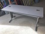 Used Training table with grey speckled laminate finish and grey legs 