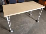 Used Training table with light maple laminate and lockable wheels 