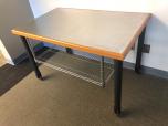 Used Office tables with stainless steel top and lockable wheels 