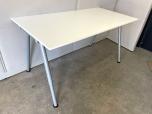 Adjustable height table with white laminate top - silver legs - ITEM #:200089 - Thumbnail image 1 of 2