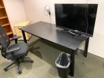 Used Used Black Rectangular Table With Black Post Legs 