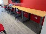 Used Used Tall Maple Tables With Grey Metal Base 