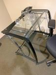 Used Mobile Glass Table With Black And Chrome Frame - ITEM #:200095 - Thumbnail image 1 of 2
