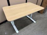 Used Table - Light Wood Top - White Legs - Adjustable - ITEM #:200114 - Img 1 of 4