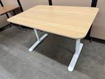 Used Table - Light Wood Top - White Legs - Adjustable - ITEM #:200114 - Img 2 of 4