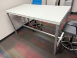 High-Top Meeting Table, White Laminate & Silver Metal Frame, 72"W x 36"D - ITEM #:200115 - Img 3 of 4
