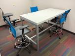 Used High-Top Meeting Table - White Laminate - Silver - ITEM #:200115 - Img 1 of 4