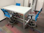 Used High-Top Meeting Table - White Laminate - Silver - ITEM #:200115 - Img 2 of 4