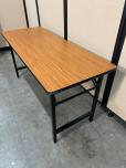 Folding Training Table, Woodgrain Laminate Top, Black Metal Frame - ITEM #:205032 - Img 2 of 4