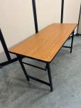 Folding Training Table, Woodgrain Laminate Top, Black Metal Frame - ITEM #:205032 - Img 3 of 4