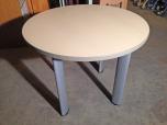 36" Round Table with Off-White Laminate Top and Silver Post Legs - ITEM #:210010 - Img 1 of 1