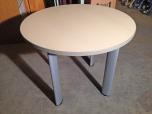 Round table with off white laminate and silver legs - ITEM #:210010 - Thumbnail image 1 of 1