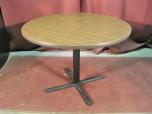 Round table with mahogany laminate and black metal base - ITEM #:210012 - Img 1 of 2