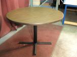 Round table with mahogany laminate and black metal base - ITEM #:210012 - Img 2 of 2