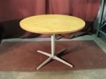 42" Round Breakroom Table with Oak Laminate and Grey Metal Base - ITEM #:210017 - Img 1 of 3