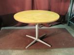 Round table with oak laminate and grey metal base - ITEM #:210017 - Thumbnail image 1 of 3