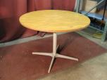 Round table with oak laminate and grey metal base - ITEM #:210017 - Thumbnail image 2 of 3